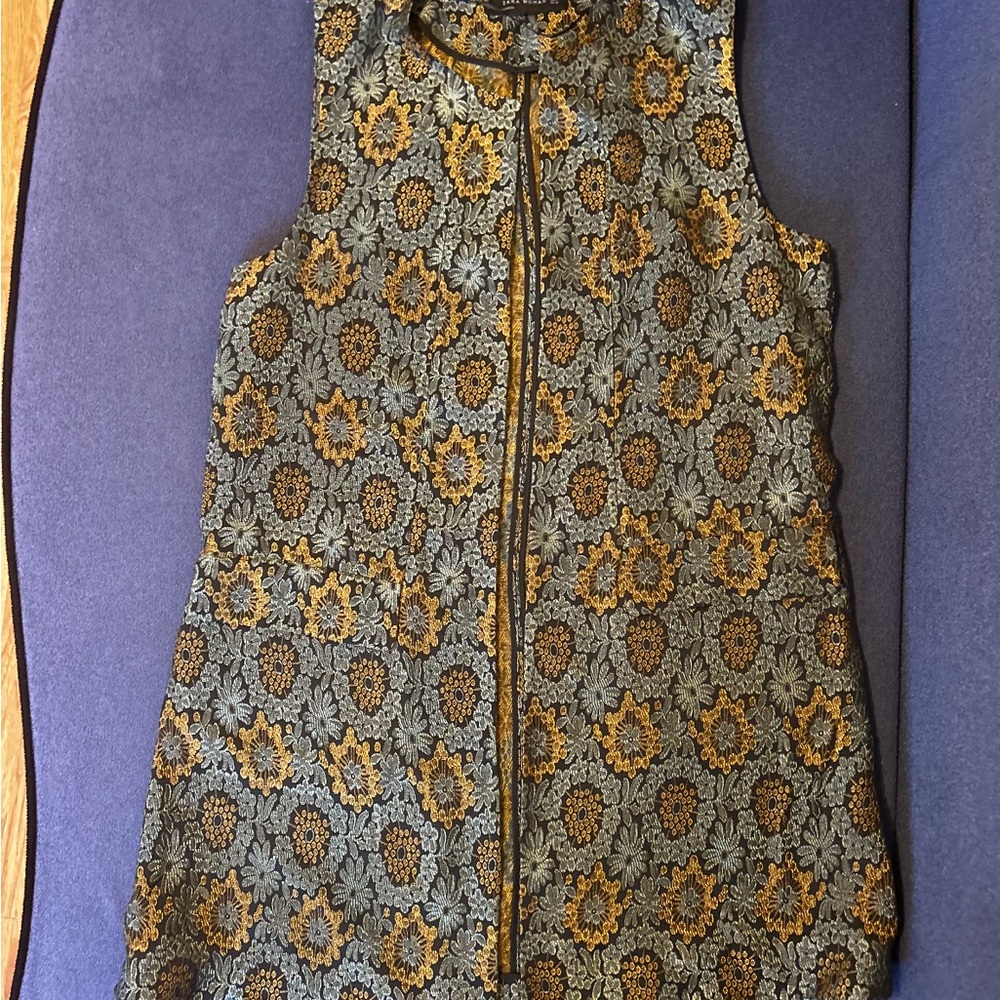 Zara Woman Black and Gold Floral Top